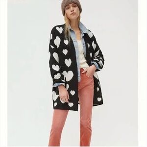 Anthropologie Maeve Hearts Cardigan